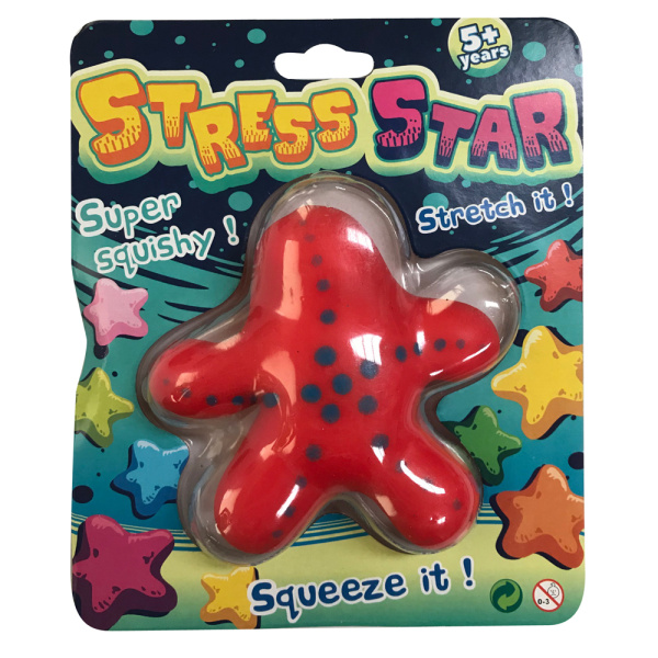 Stress Starfish 10x10cm 4ass